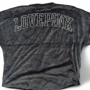 Victoria’s Secret PINK Black Velour Long Sleeve Pullover